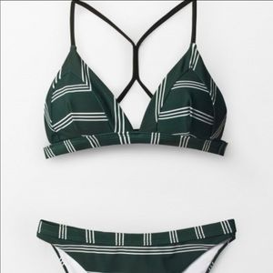 NWT green striped swimsuit